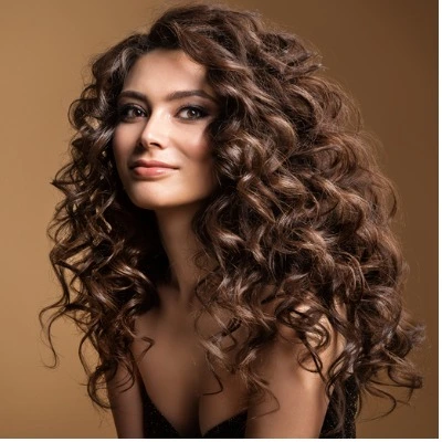 girl with curly brunette hair